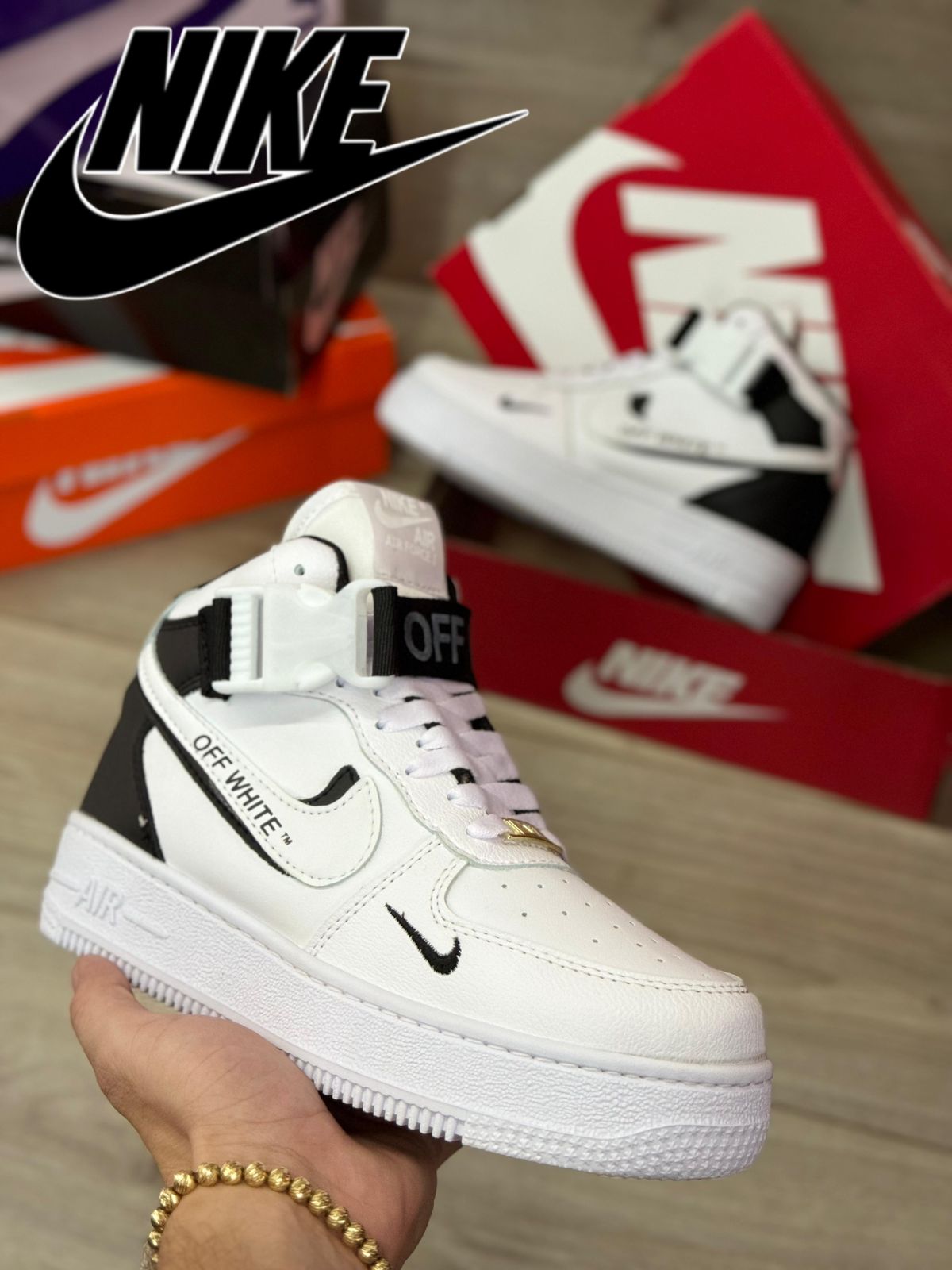 Bota Nike OFF WHITE Just Do It Femenina - con Forro Licron y Suela Ultraliviana