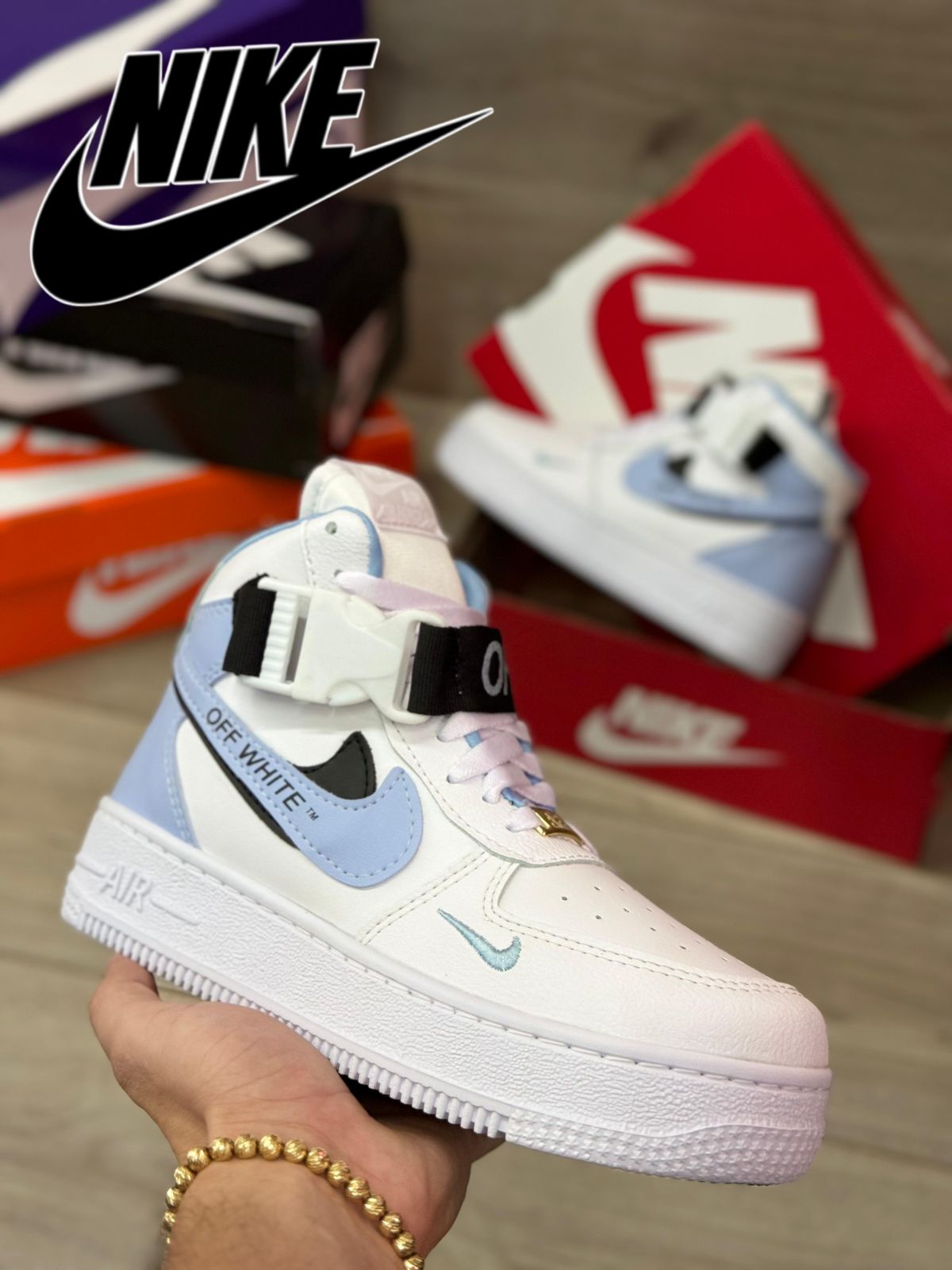 Bota Nike OFF WHITE Just Do It Femenina - con Forro Licron y Suela Ultraliviana