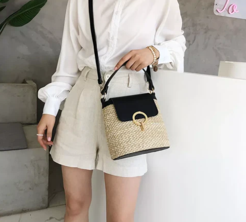 Bolso Artesanal Glamour Luxury Moda Playa - Paja Vintage