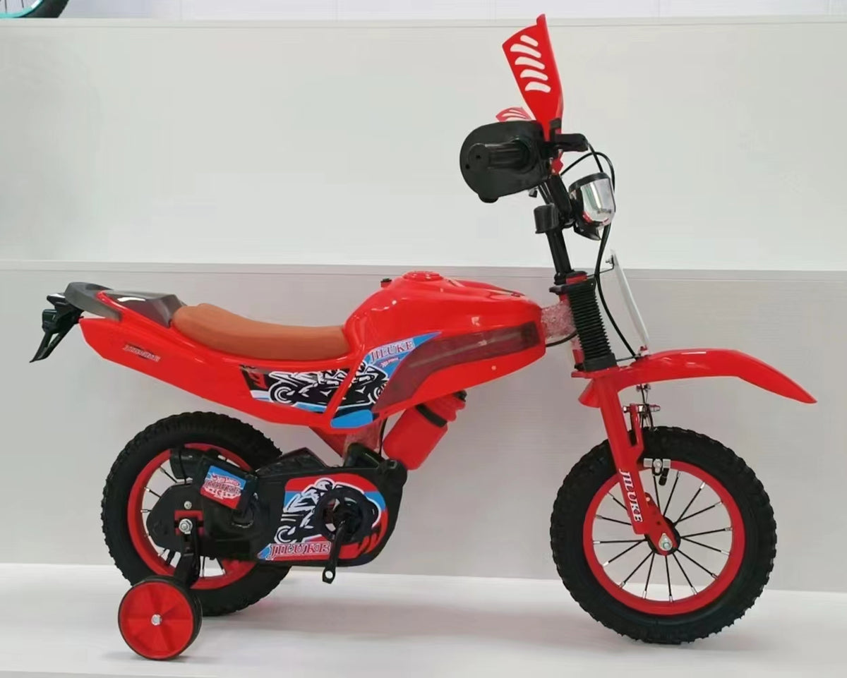 Bicicleta Tipo Moto para Niños - Bicimoto con Ruedas Auxiliares y Termo Incluido