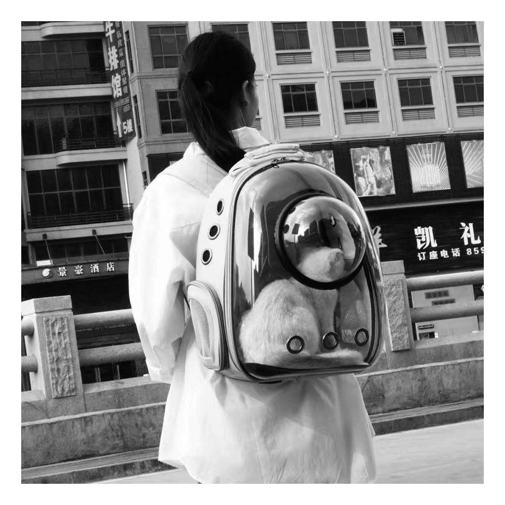 Mochila Transportadora para Mascotas Cápsula - Morral Espacial de Nailon para Gatos y Perros