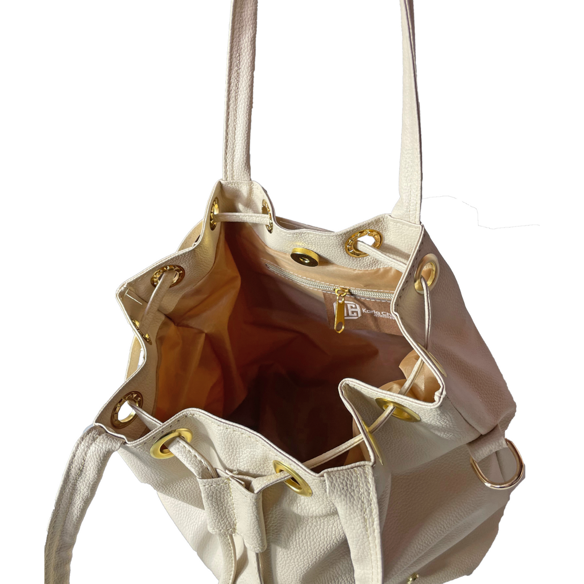 Bolso Karla Chacón Iris Beige, Elegante y Espacioso