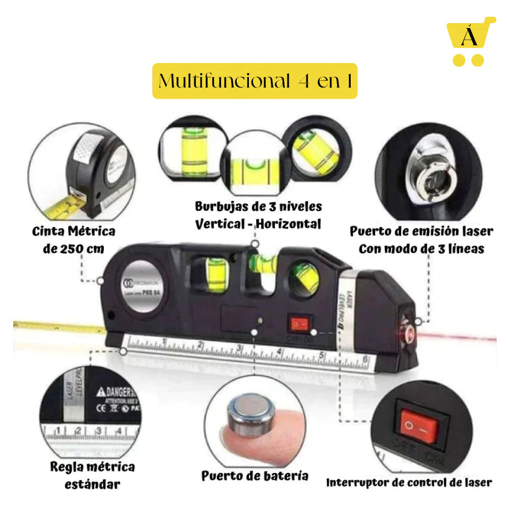 METRO NIVEL LASER MAX® 4 en 1, precisión y facilidad de uso