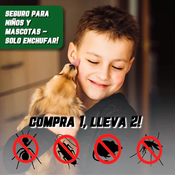 Pest Reject 200m² – Repelente Ultrasónico Sin Veneno | Seguro para Niños y Mascotas