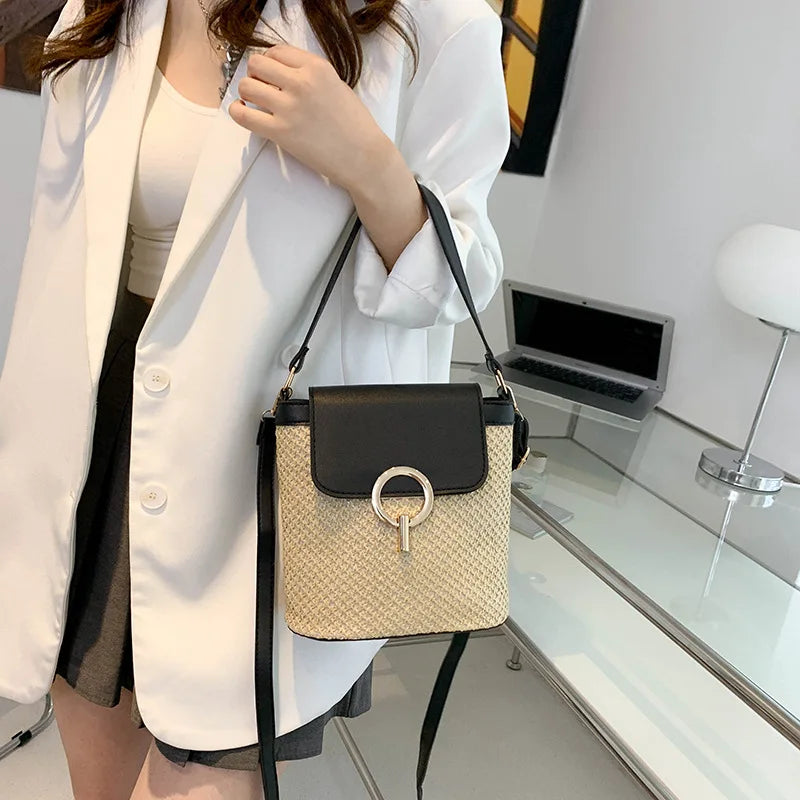 Bolso Artesanal Glamour Luxury Moda Playa - Paja Vintage