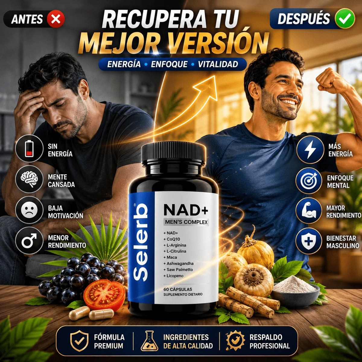 Selerb NAD+, Energía Celular y Vitalidad